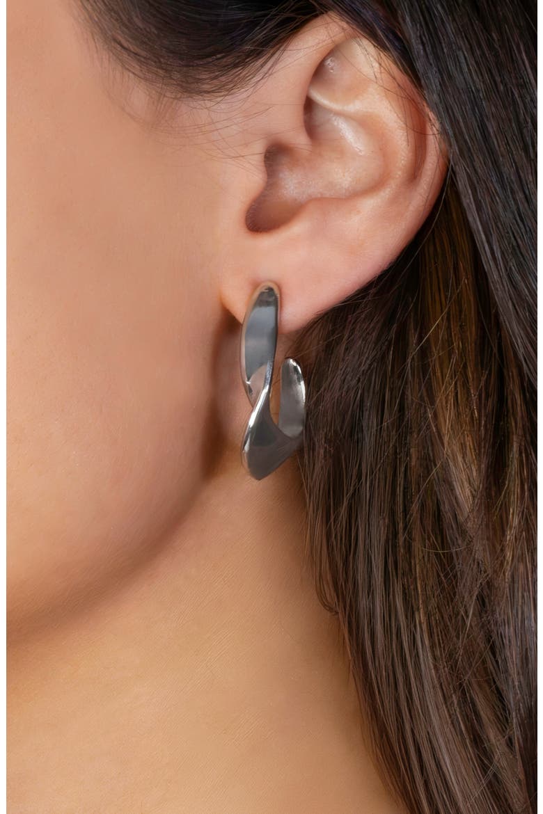 Collette Wavy Hoop Earrings, Alternate, color, SILVER