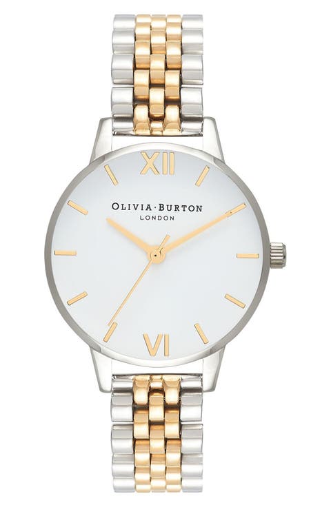Two-Tone Round Bracelet Watch, 30mm
