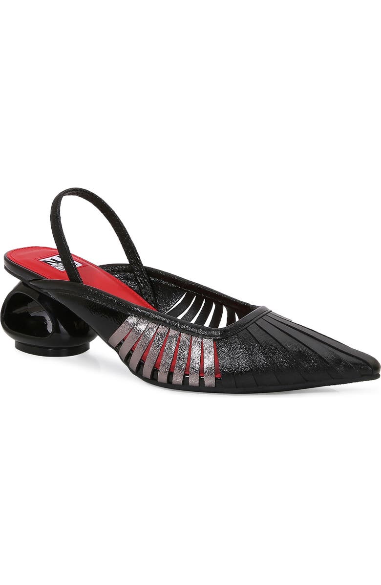 NINETY UNION Alllison Pointed Tie Kitten Heel Slingback Pump, Main, color, Black Multi