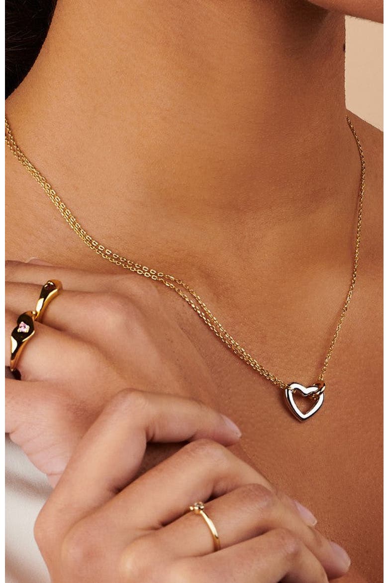 Emma Heart Necklace, Alternate, color, Silver / Gold