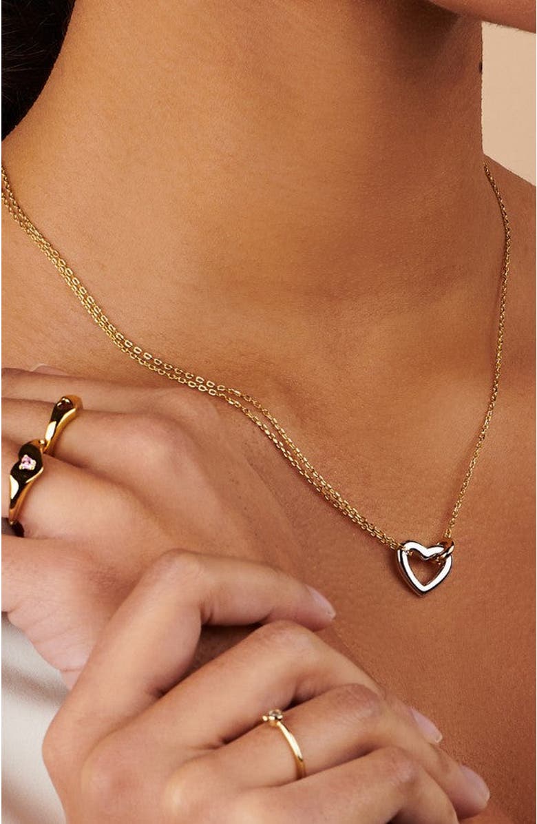 Little Sky Stone Emma Heart Necklace, Alternate, color, Silver / Gold