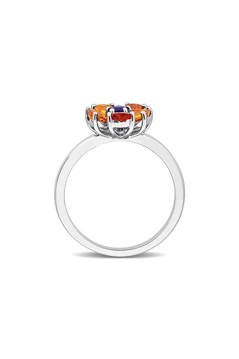 Sterling Silver Orange & Blue Sapphire Flower Ring, Alternate, color, MULTICOLOR
