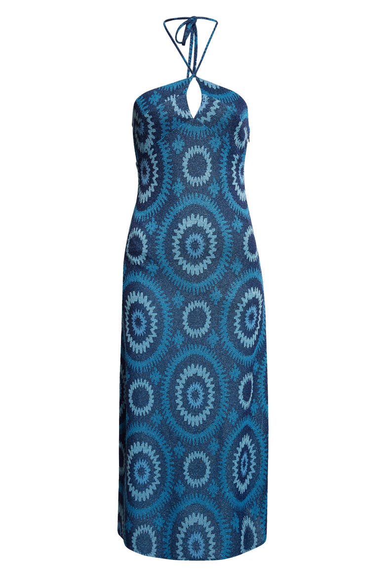 Aya Halter Midi Dress, Alternate, color, SPRING NAVY/ CRYSTAL BLUE