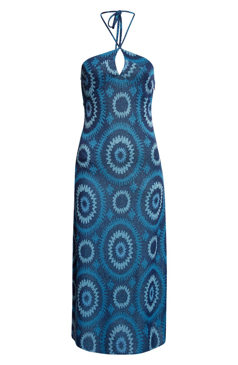 Ramy Brook Aya Halter Midi Dress, Alternate, color, Spring Navy/ Crystal Blue