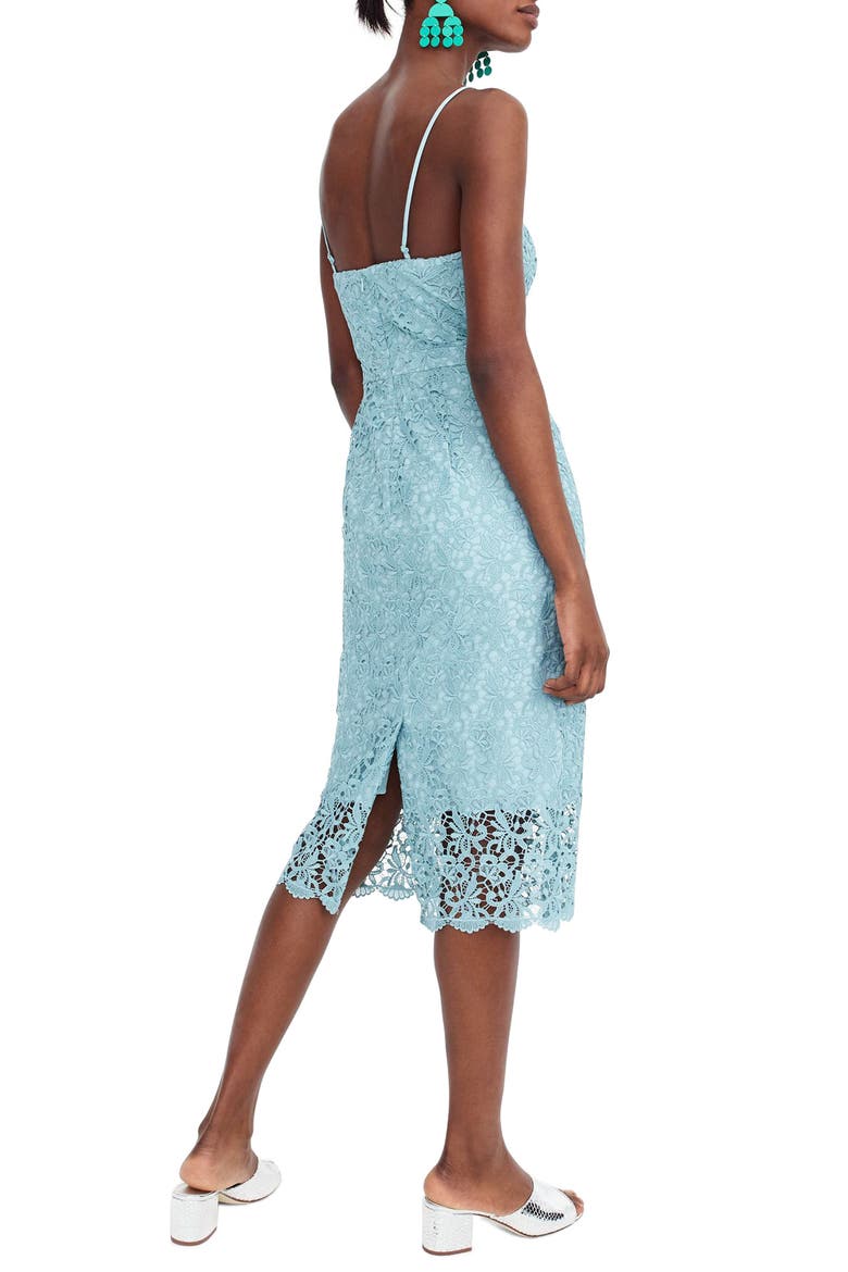 Guipure Lace Spaghetti Strap Dress, Alternate, color, WARM AQUA