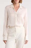 T Tahari Sheer Stripe Pintuck Button-Up Shirt