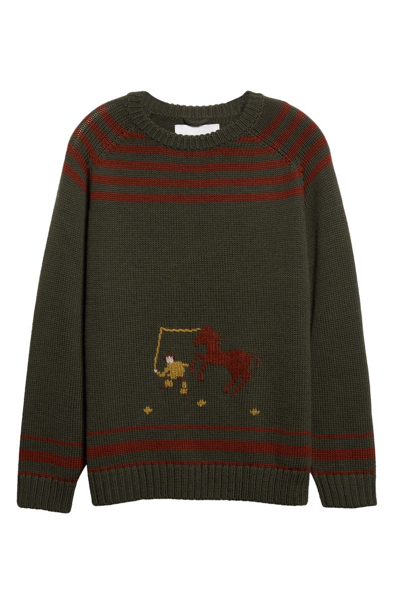 Bode Pony Lasso Boxy Fit Crewneck Sweater, Alternate, color, 