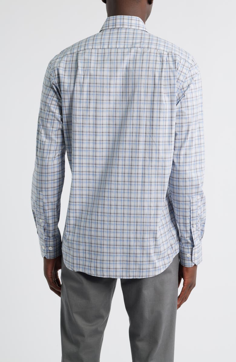 Scott Barber Regular Fit Mélange Plaid Cotton Button-Up Shirt, Alternate, color, Grey Heather