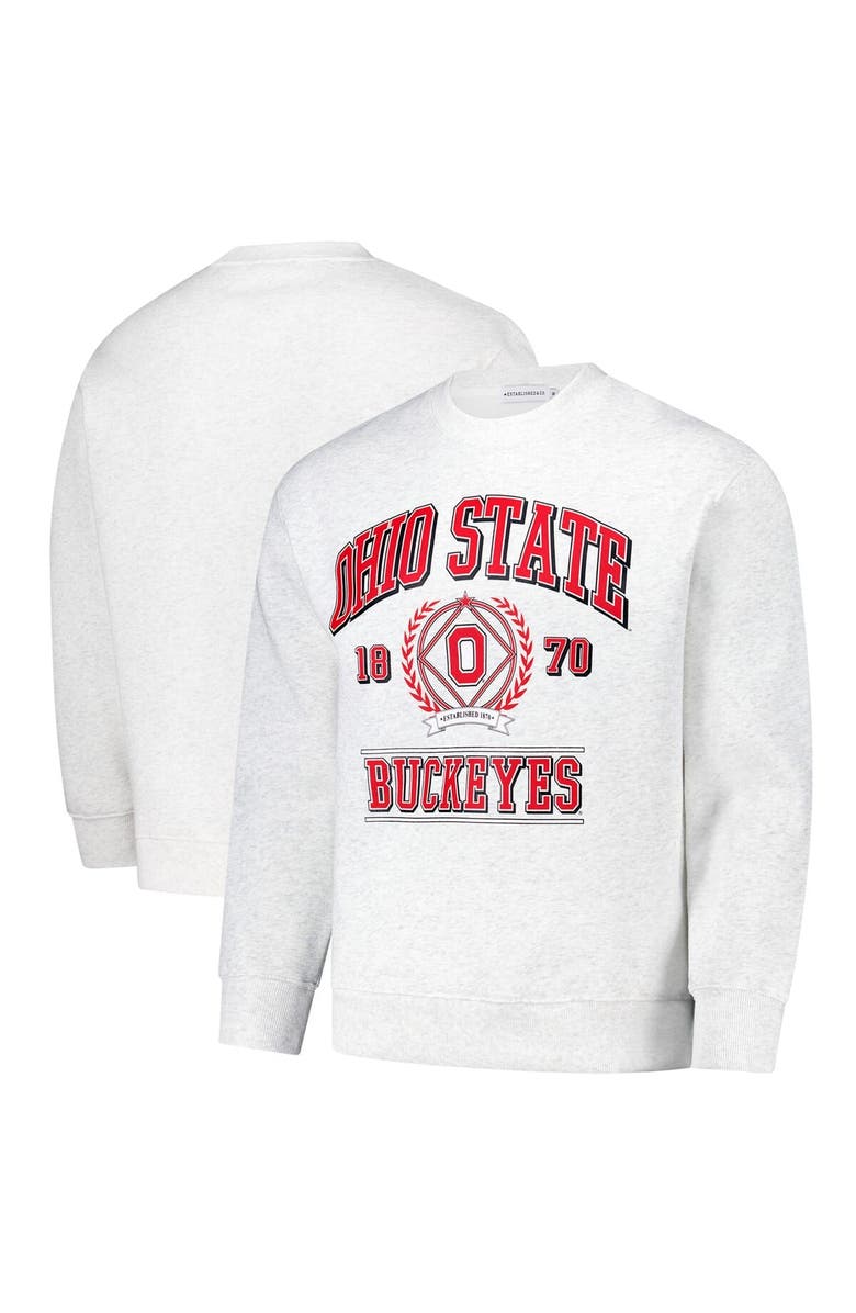Established & Co. Unisex Established & Co.  Ash Ohio State Buckeyes Vintage Crest Pullover Sweatshirt, Alternate, color, 