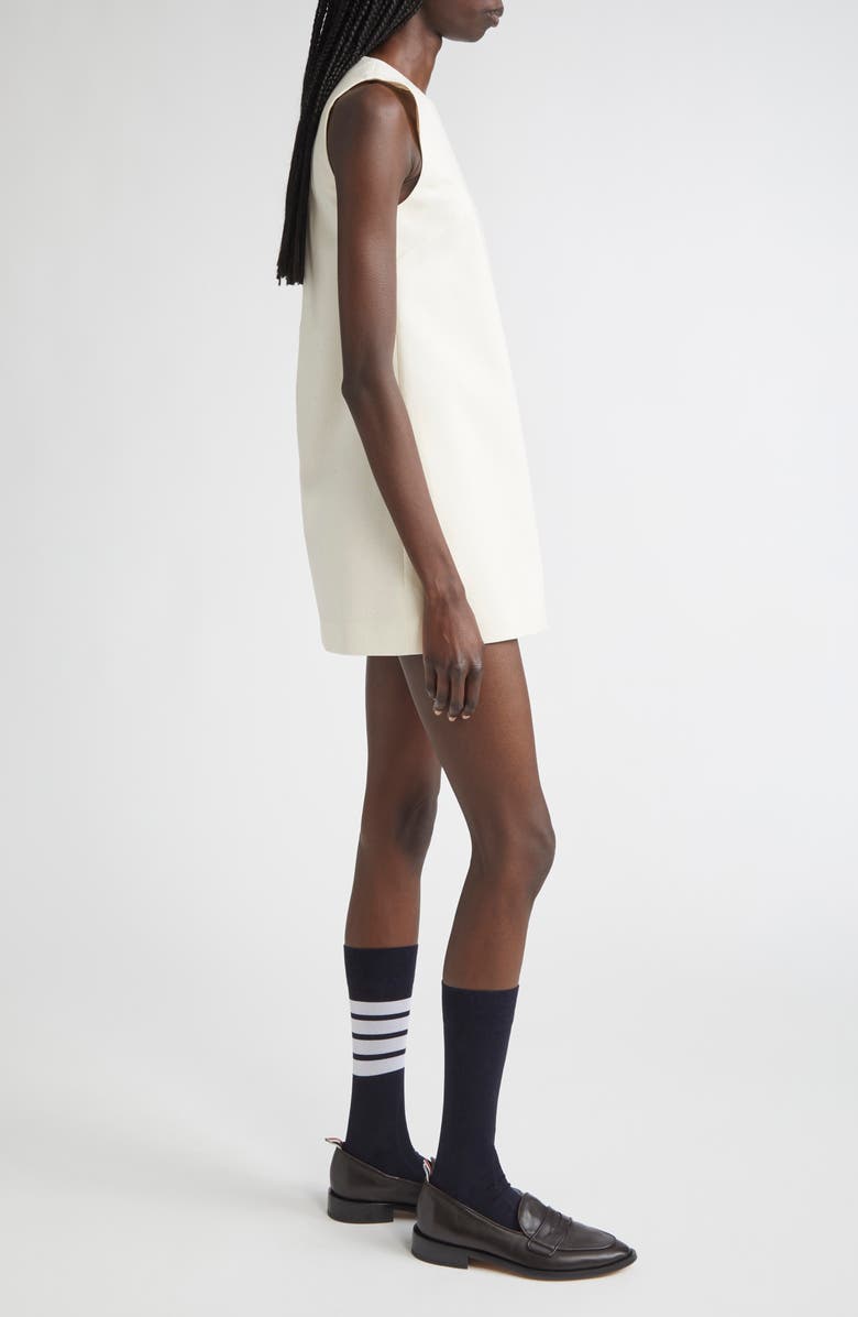 Thom Browne Sleeveless Cotton A-Line Minidress, Alternate, color, Muslin
