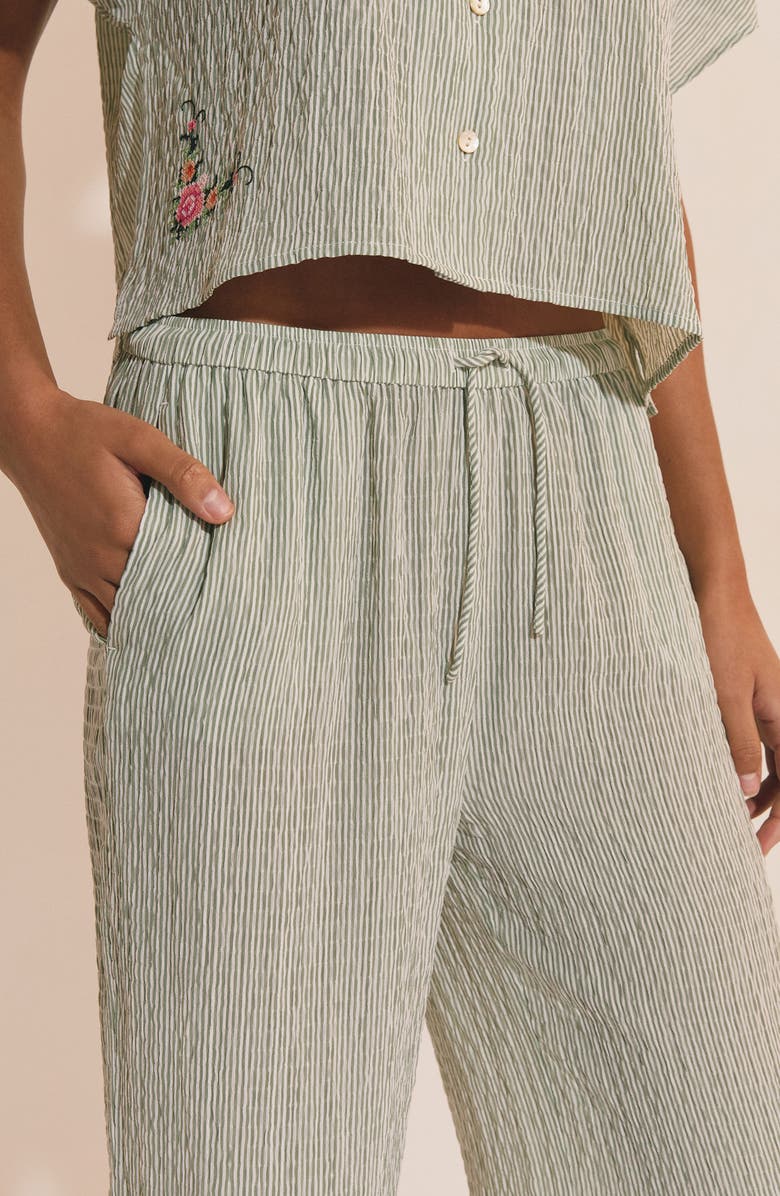 Etam Oselia Wide Leg Pajama Pants, Alternate, color, Imp Fond Vert