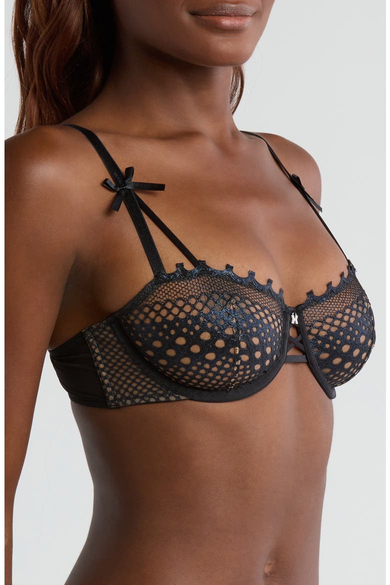Starlet Nights Unlined Underwire Bra, Alternate, color, BLACK CAVIAR/ BLACK FOIL