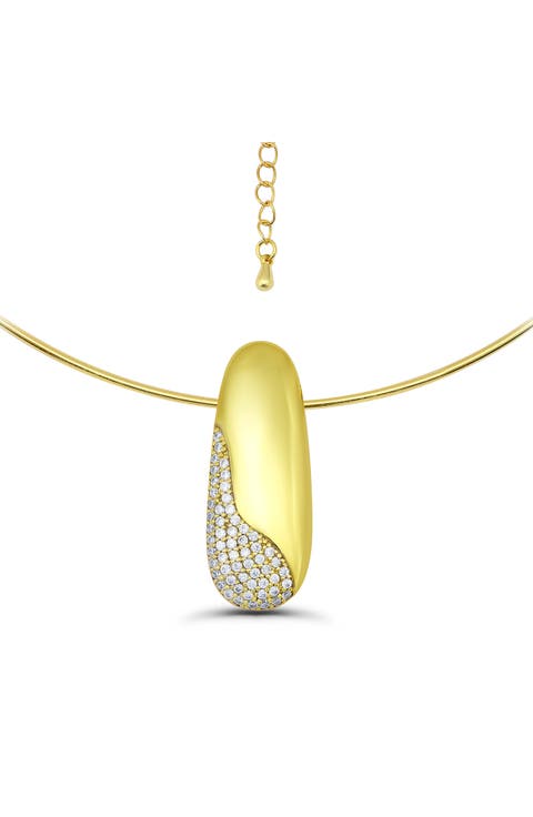 Cubic Zirconia Pavé Pendant Collar Necklace
