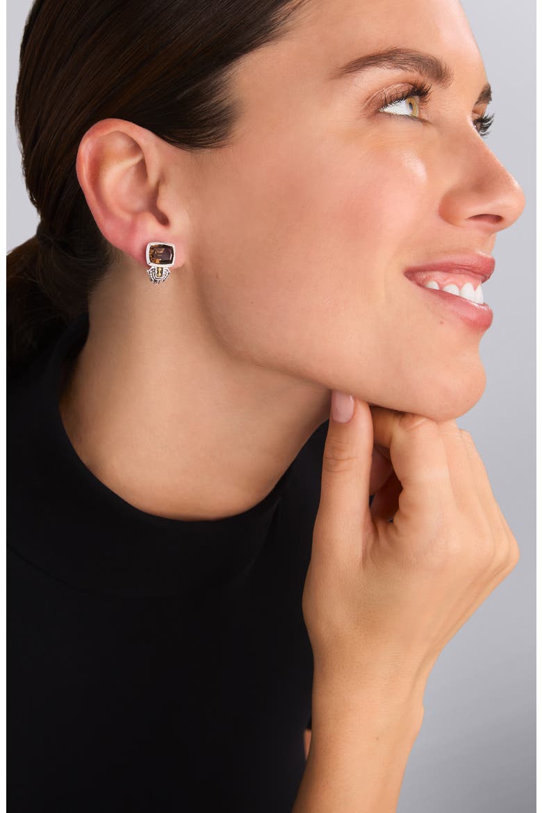 Rittenhouse Semiprecious Stone Stud Earrings, Alternate, color, SMOKEY QUARTZ