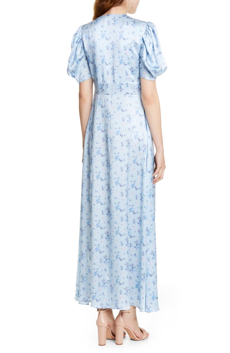 LoveShackFancy Stacy Floral Print Silk Maxi Dress, Alternate, color, 