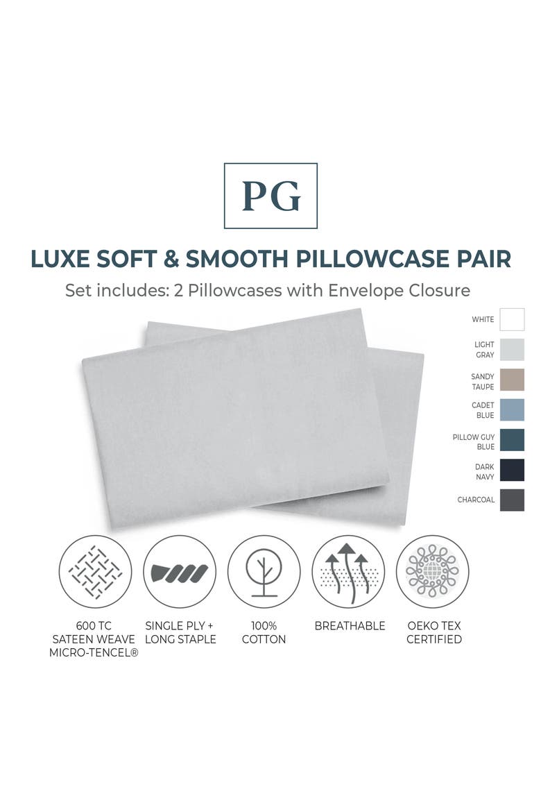 Set of 2 Luxe Soft 'n Smooth Tencel® Lyocell Pillowcases, Alternate, color, LIGHT GREY