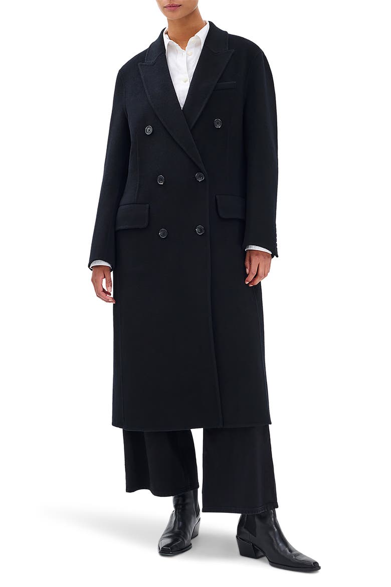 Vasso Double Breasted Wool Blend Coat, Main, color, BLACK
