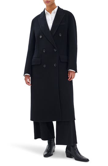 Rag & Bone Vasso Double Breasted Wool Blend Coat In Black