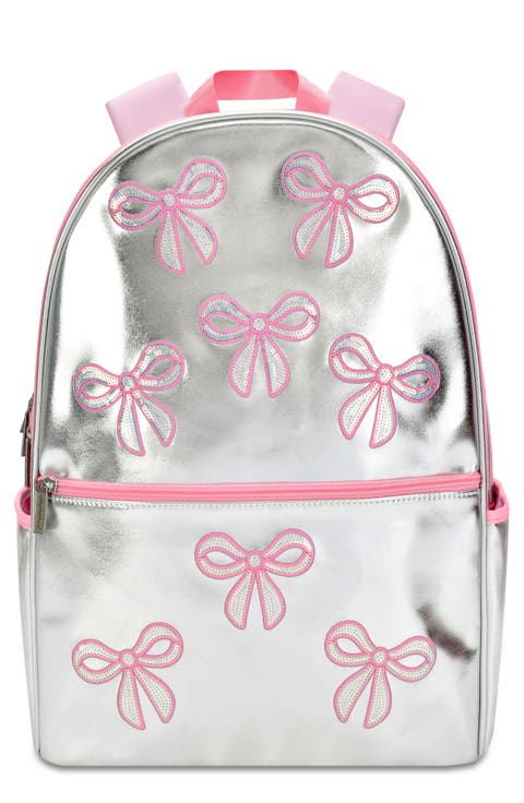 Kids' Sequin Bows Metallic Faux Leather Backpack