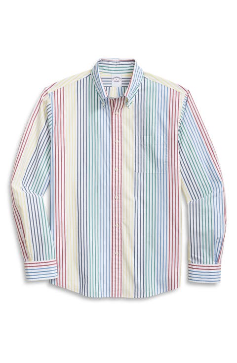 Friday Regular Fit Butcher Stripe Cotton Poplin Button-Down Shirt