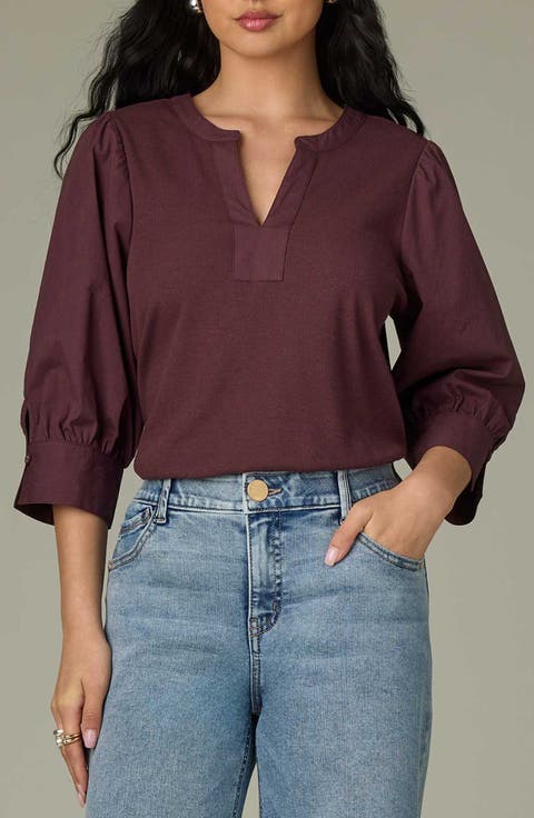 Mixed Media Puff Sleeve Top