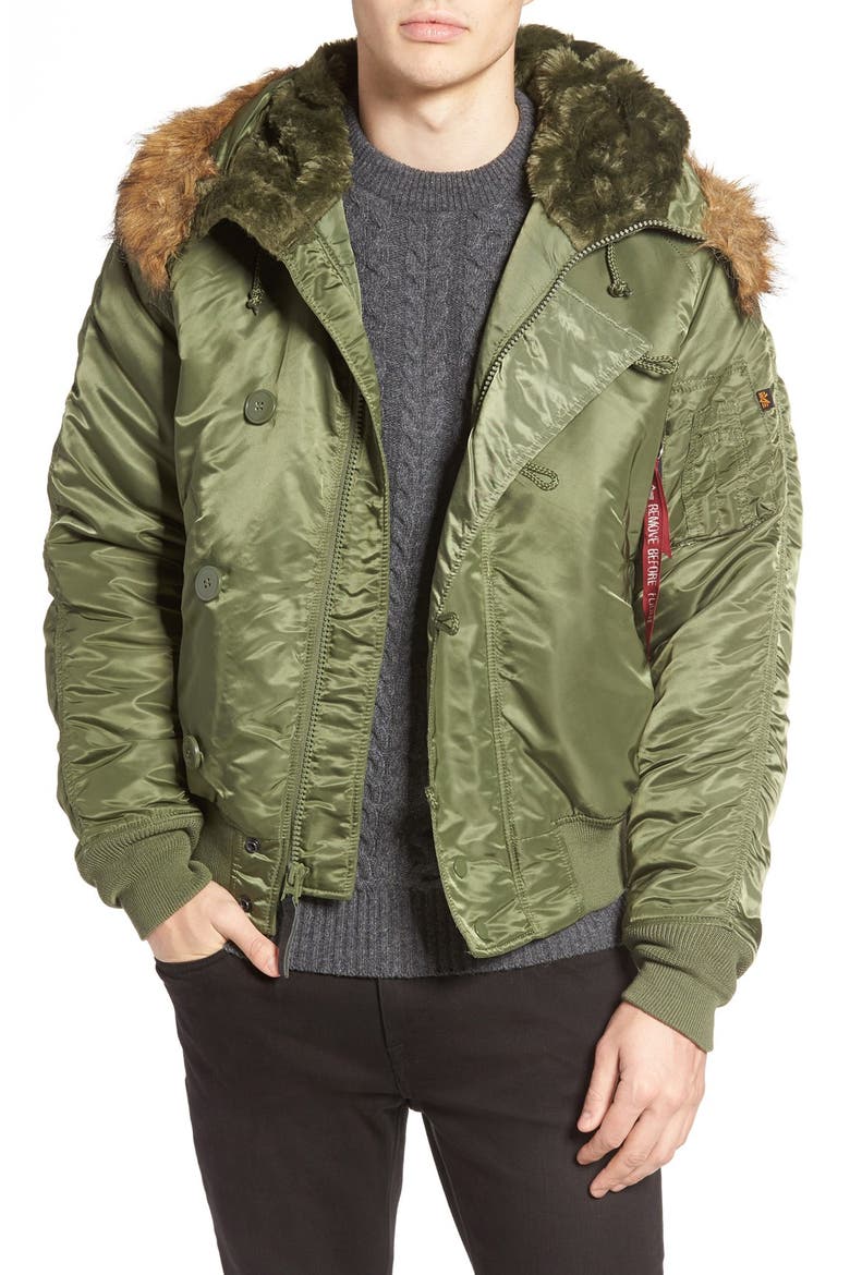 N-2B Short Hooded Parka, Main, color, SAGE GREEN