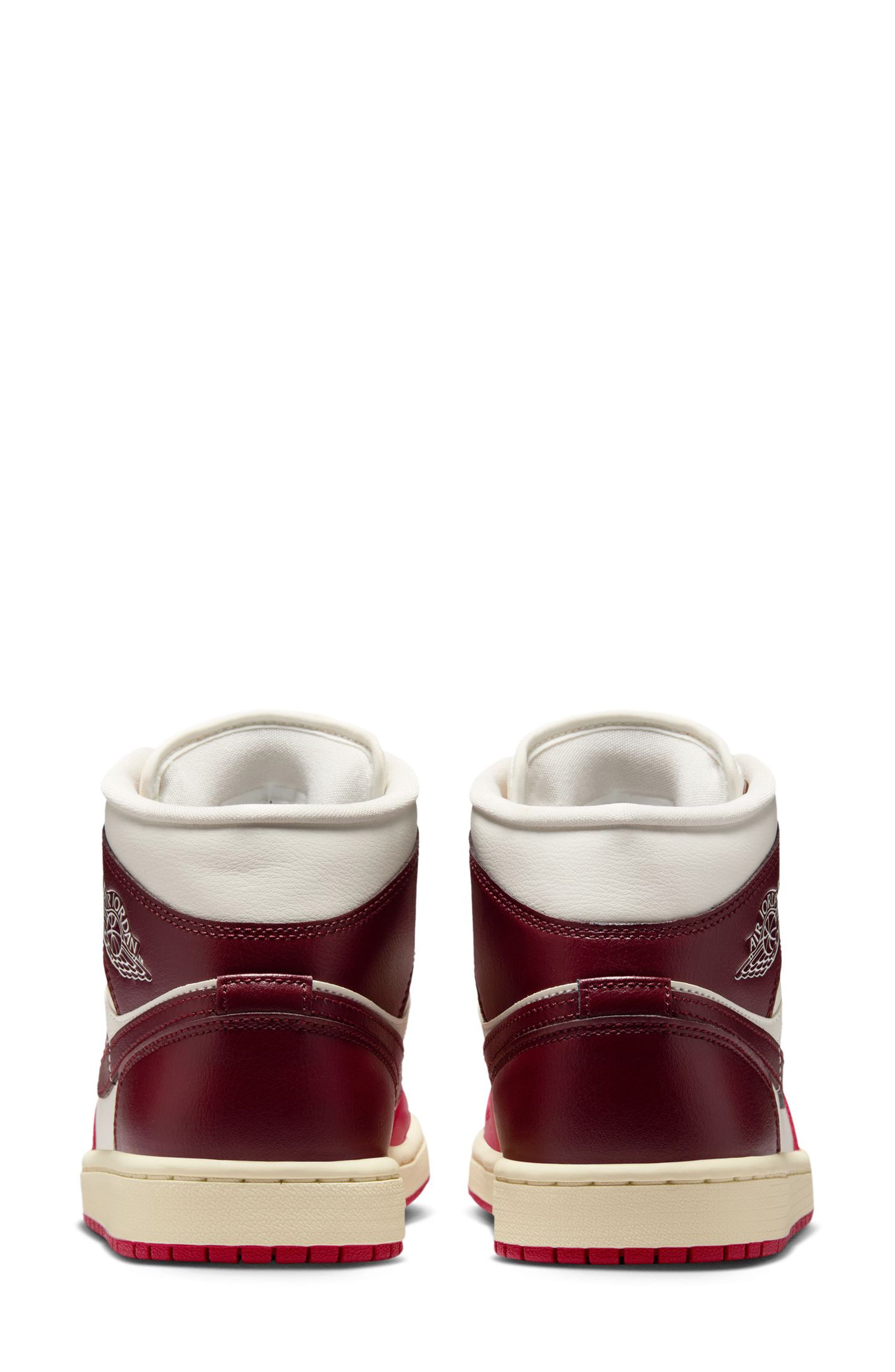 Jordan Air Jordan 1 Mid Sneaker, Alternate, color, Sail/ Dark Team Red/ Hibiscus