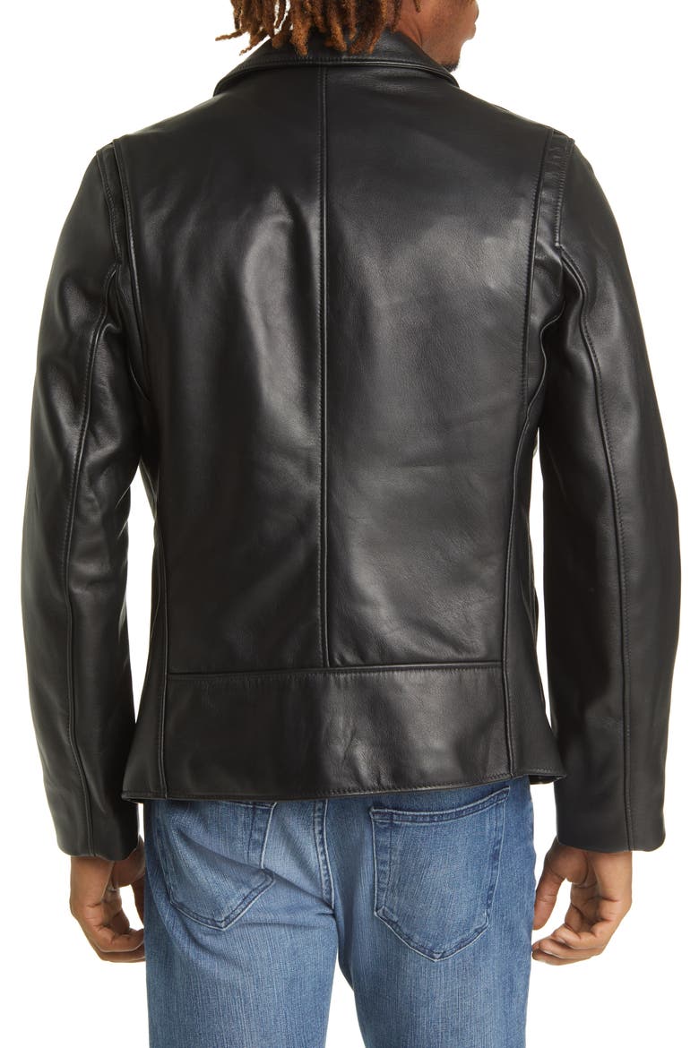 Men's Waxy Leather Delivery Jacket, Alternate, color, BLACK