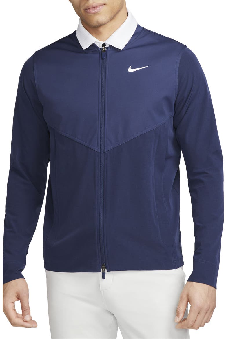 Tour Essential Water-Repellent Golf Jacket, Main, color, MIDNIGHT NAVY/ WHITE