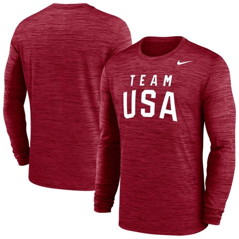 Men's Nike  Red Team USA Training Velocity Long Sleeve Performance T-Shirt