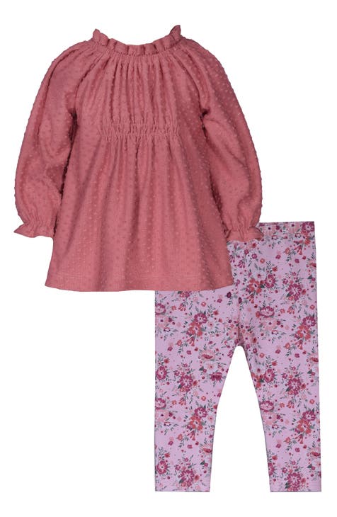 Clip Dot Top & Floral Leggings Set (Baby)