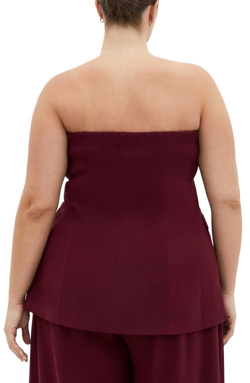 City Chic Leah Strapless Bustier Top In Burgundy