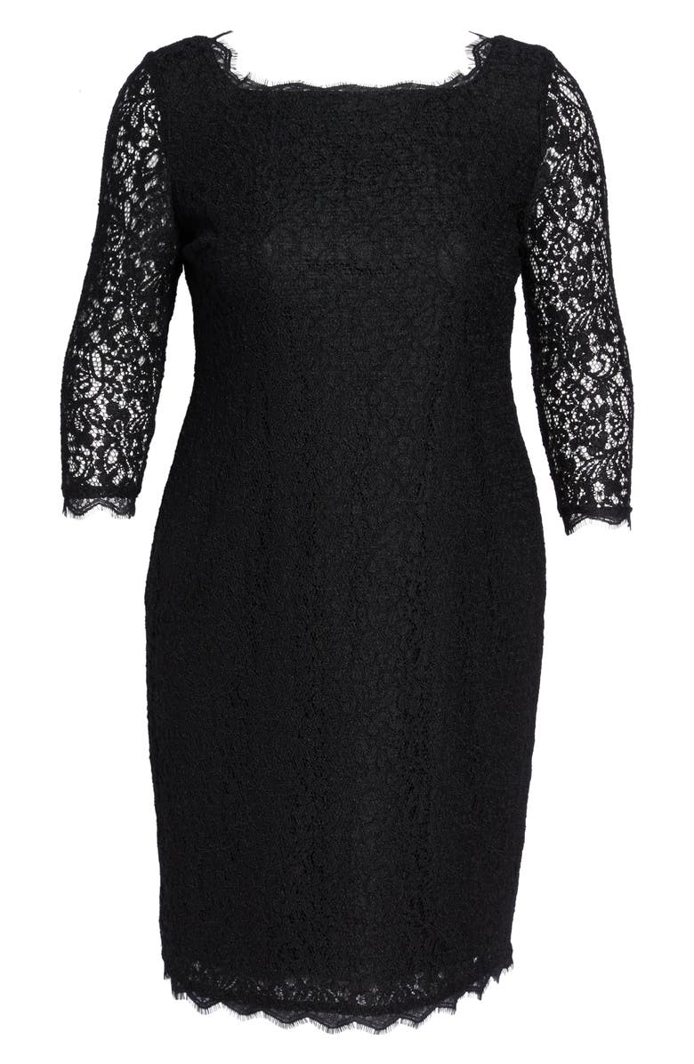 Adrianna Papell Lace Overlay Sheath Dress, Alternate, color, Black