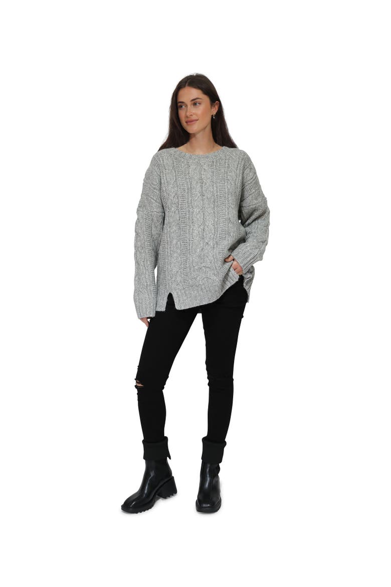 Perfect Me Oversized Crew Sweater, Alternate, color, Grey