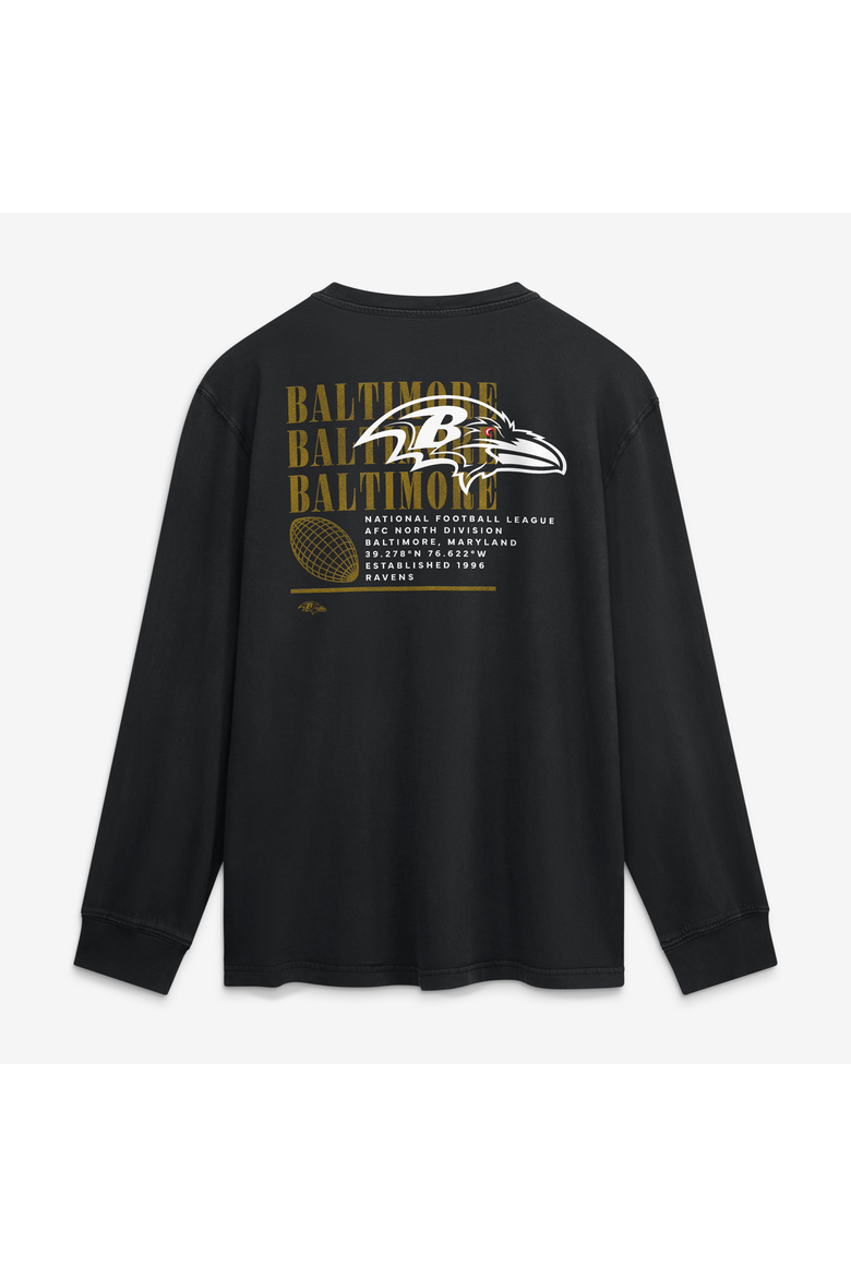 Men's Fanatics Black Baltimore Ravens Relaxed Fullback Drive Long Sleeve Fashion Top, Alternate, color, Black