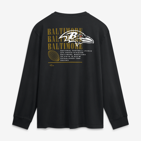 Men's Fanatics Black Baltimore Ravens Relaxed Fullback Drive Long Sleeve Fashion Top