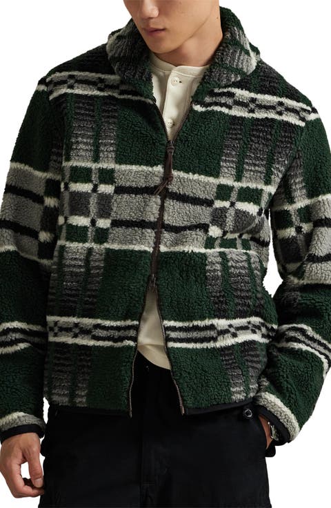 Geometric Print High Pile Fleece Jacket