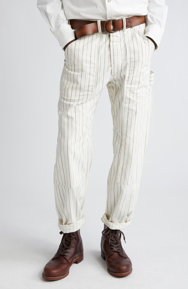 Double RL Moore Pinstripe Herringbone Carpenter Pants, Main, color, 