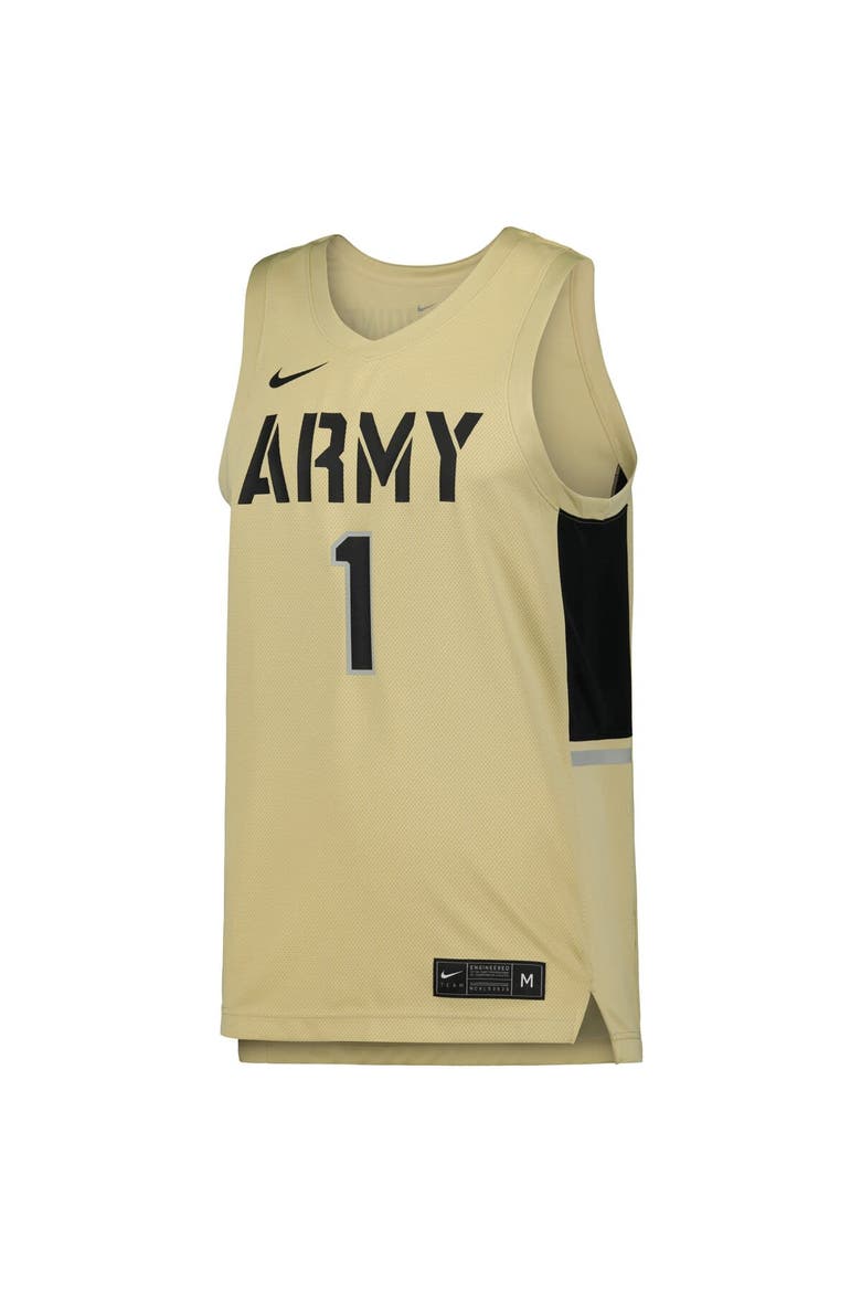 Men's Nike #1 Gold Army Black Knights Team Replica Basketball Jersey, Alternate, color, Gold
