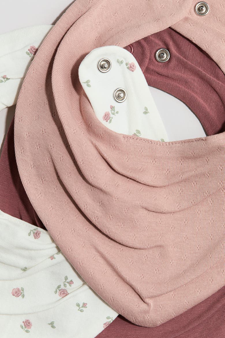 3-pack Cotton Bandana Bibs, Alternate, color, Dusty pink/floral