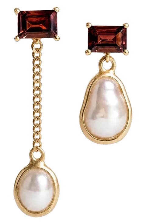 Molten Pearl Asymmetrical Drop Earrings
