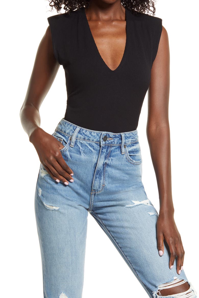 Ami Rib Bodysuit, Main, color, NOIR