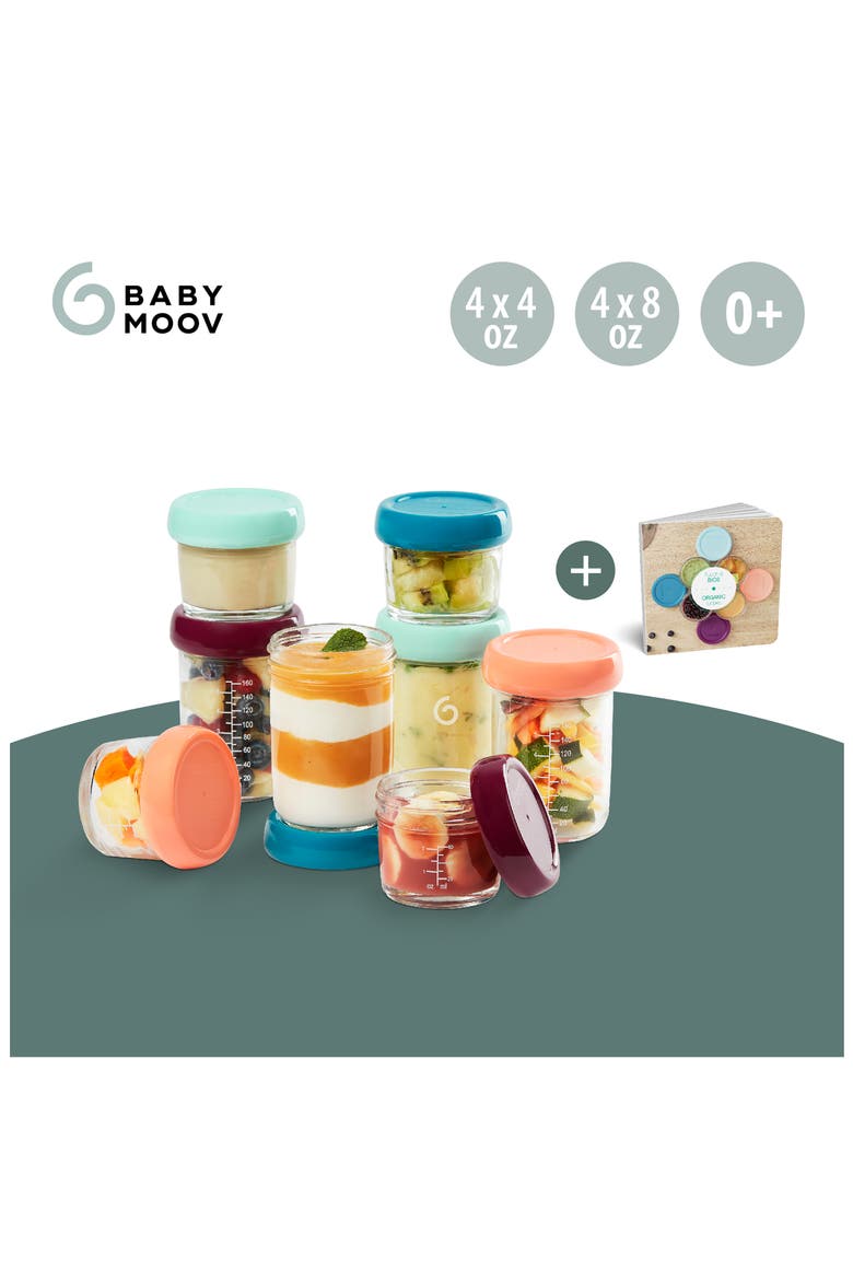 Babybols 4 4-Ounce & 4 8-Ounce Glass Jar Baby Food Storage Container Set, Alternate, color, MULTI