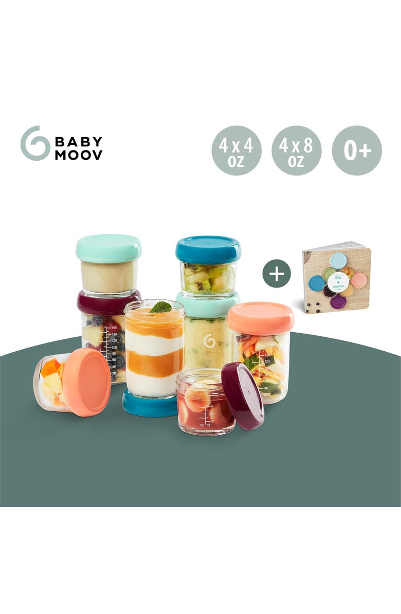 Babymoov Babybols 4 4-Ounce & 4 8-Ounce Glass Jar Baby Food Storage Container Set, Alternate, color,