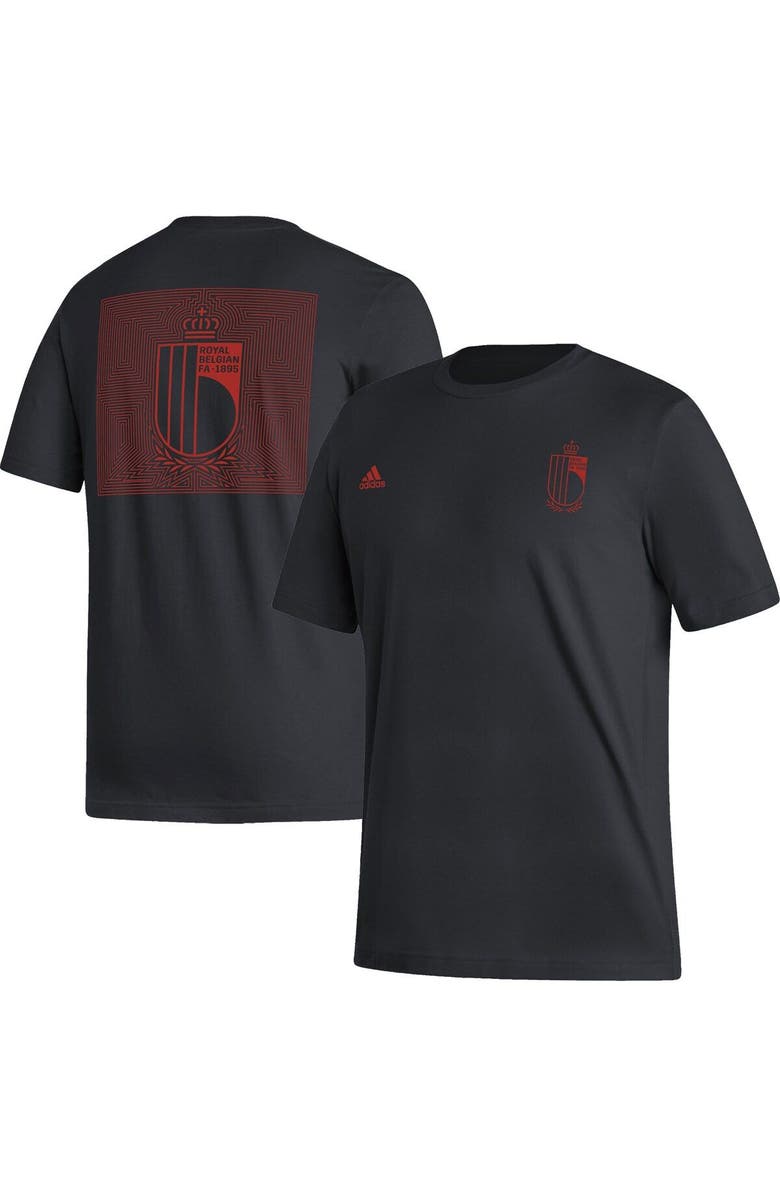 adidas Men's adidas Black Belgium National Team Pattern Crest T-Shirt, Main, color,