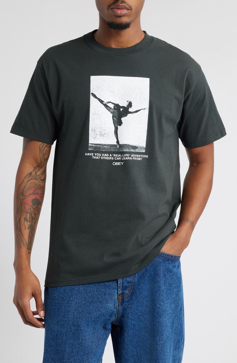 Obey Real Life Cotton Graphic T-Shirt, Main, color,