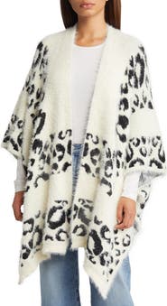 Roffe Accessories Leopard Jacquard Ruana