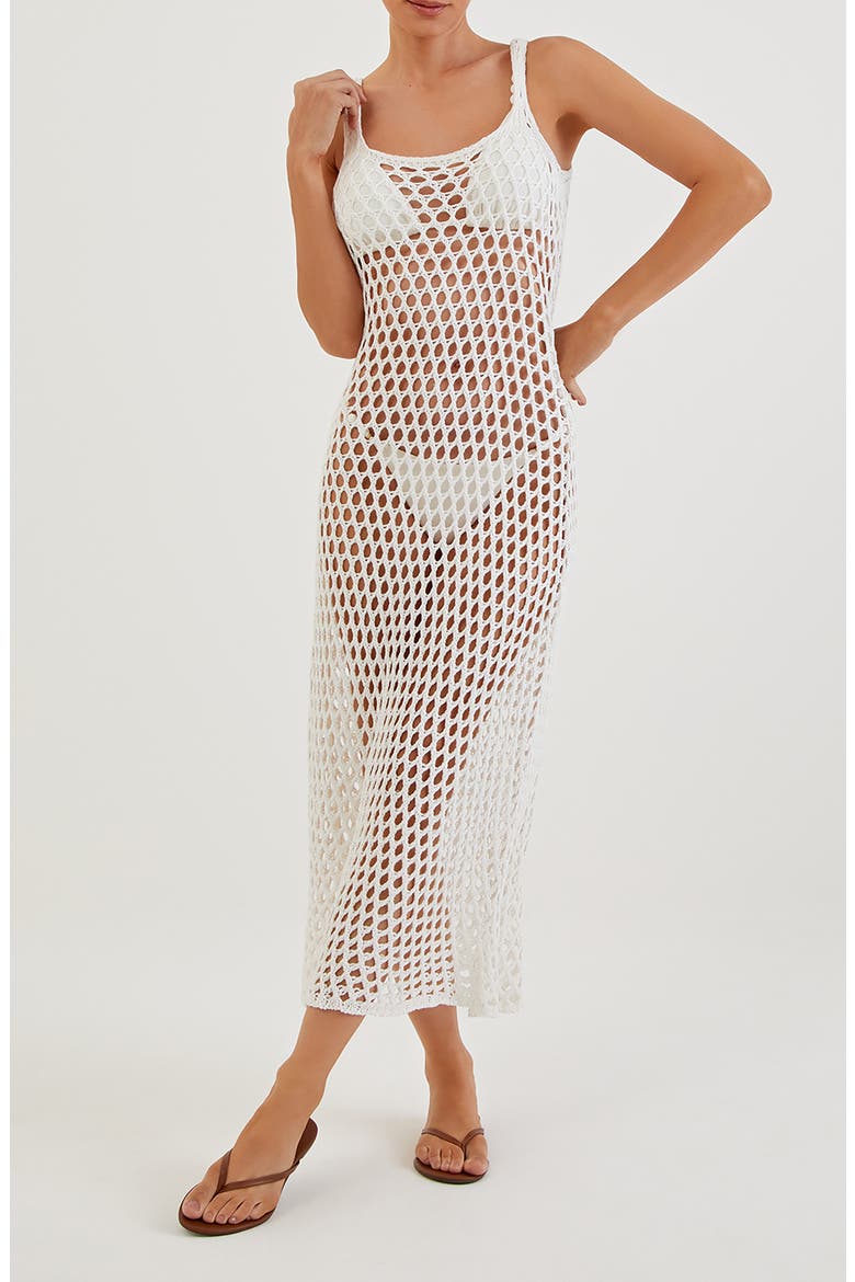 Nicole Crochet Cover-Up Midi Dress, Main, color, OFF WHITE