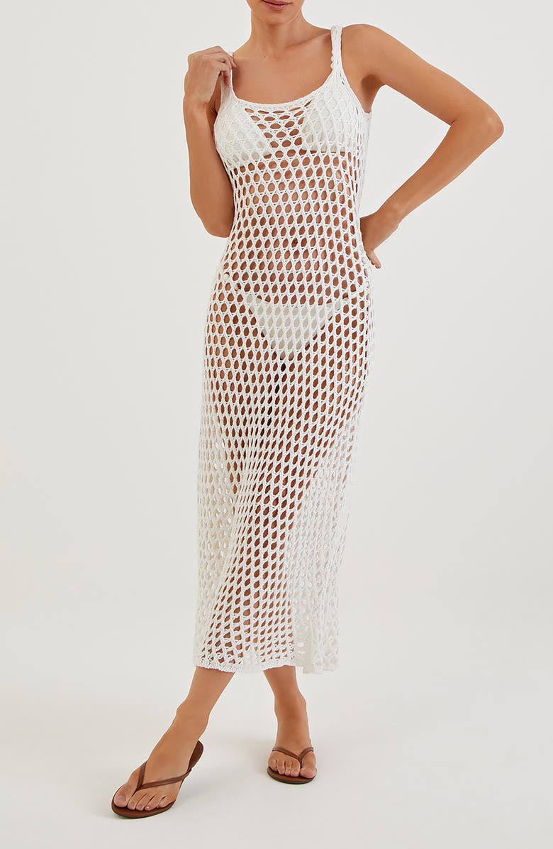 ViX Paula Hermanny Nicole Crochet Cover-Up Midi Dress, Main, color, 