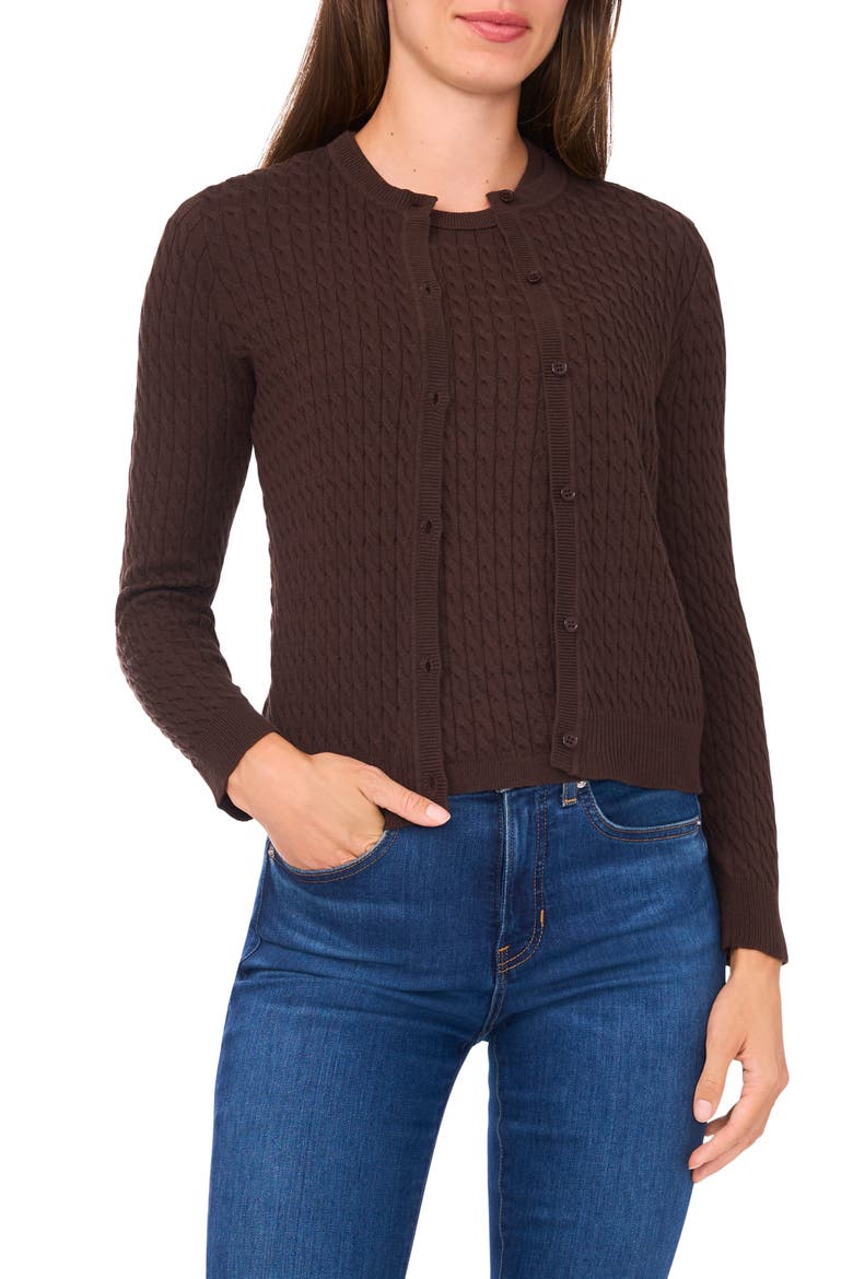 Cable Stitch Cotton Cardigan, Main, color, DELICIOSO